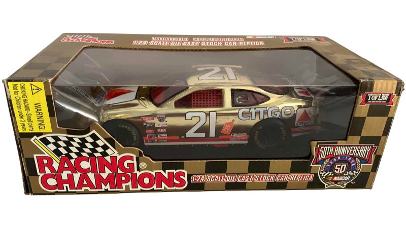 Photo 1 of NASCAR 50TH ANNIVERSARY MICHAEL WALTRIP NUMBER 21 RACING CHAMPIONS 1/24 SCALE DIECAST STOCK CAR BANK 1/2500