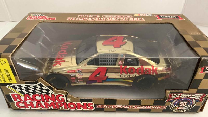 Photo 1 of NASCAR 50TH ANNIVERSARY KODAK NUMBER 4 RACING CHAMPIONS 1/24 SCALE DIECAST STOCK CAR BANK 1/2500