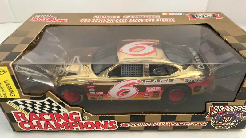 Photo 1 of NASCAR 50TH ANNIVERSARY MARK MARTIN NUMBER 6 RACING CHAMPIONS 1/24 SCALE DIECAST STOCK CAR BANK 1/2500