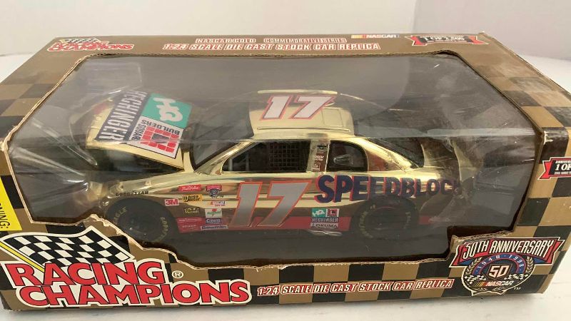 Photo 1 of NASCAR 50TH ANNIVERSARY DARRELL WALTRIP NUMBER 17 RACING CHAMPIONS 1/24 SCALE DIECAST STOCK CAR BANK 1/2500