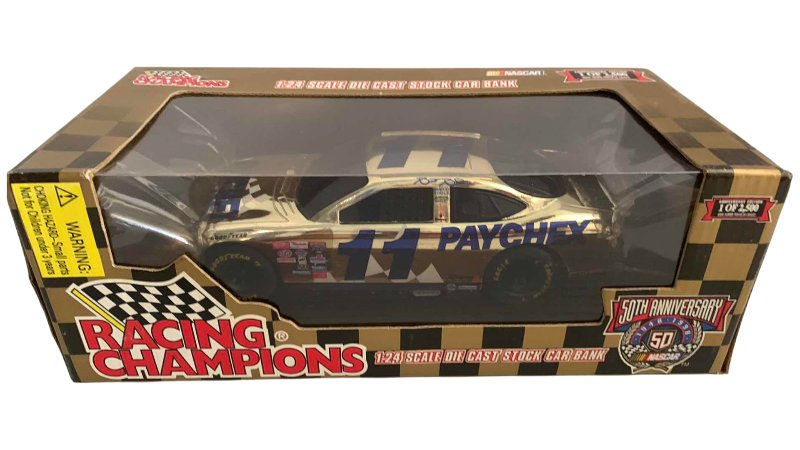 Photo 1 of NASCAR 50TH ANNIVERSARY BRETT BODINE NUMBER 11 RACING CHAMPIONS 1/24 SCALE DIECAST STOCK CAR BANK 1/2500