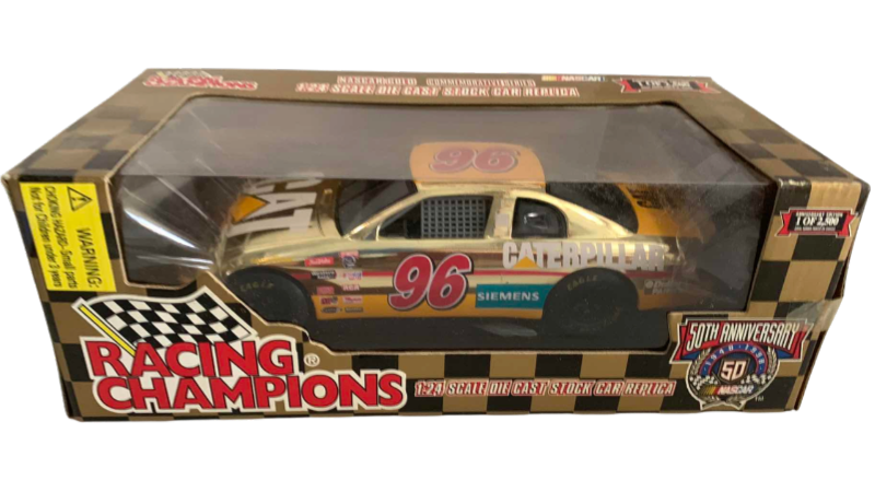 Photo 1 of NASCAR 50TH ANNIVERSARY DAVID GREEN NUMBER 96 RACING CHAMPIONS 1/24 SCALE DIECAST STOCK CAR BANK 1/2500