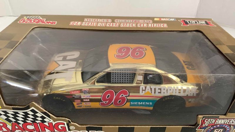 Photo 1 of NASCAR 50TH ANNIVERSARY DAVID GREEN NUMBER 96 RACING CHAMPIONS 1/24 SCALE DIECAST STOCK CAR BANK 1/2500