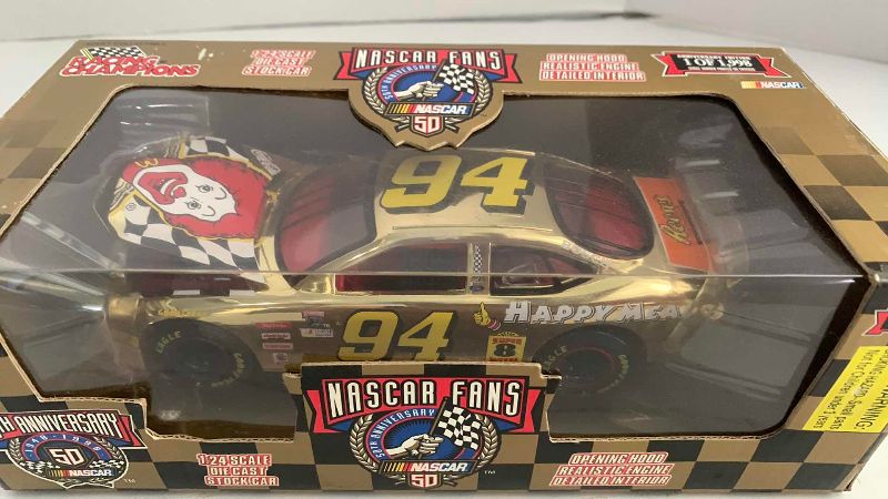Photo 1 of NASCAR FANS 50TH ANNIVERSARY BILL ELLIOTT NUMBER 94 RACING CHAMPIONS 1/24 SCALE DIECAST STOCK CAR 1/1998