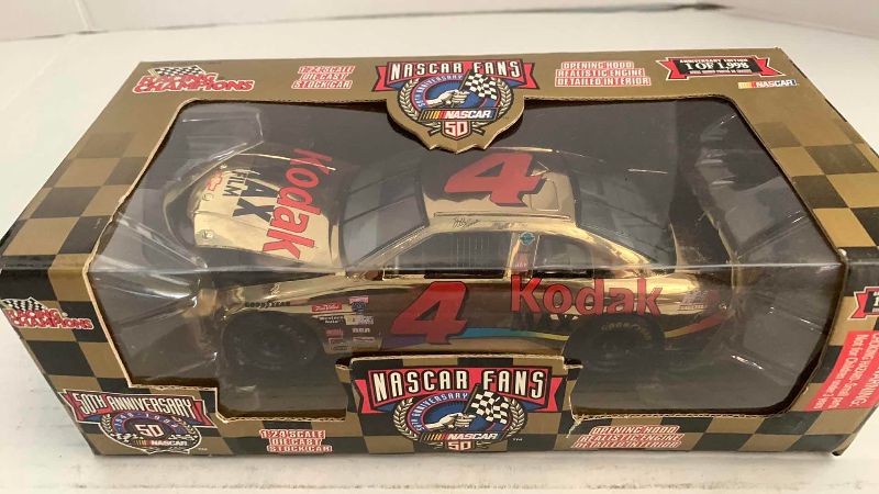 Photo 1 of NASCAR FANS 50TH ANNIVERSARY BOBBY HAMILTON NUMBER 4 RACING CHAMPIONS 1/24 SCALE DIECAST STOCK CAR 1/1998