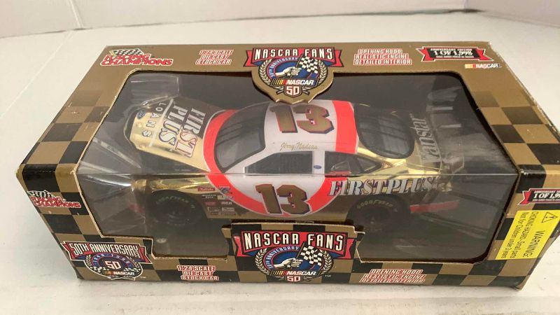 Photo 1 of NASCAR FANS 50TH ANNIVERSARY JERRY NADEAU NUMBER 13 RACING CHAMPIONS 1/24 SCALE DIECAST STOCK CAR 1/1998