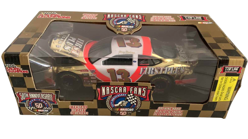 Photo 1 of NASCAR FANS 50TH ANNIVERSARY JERRY NADEAU NUMBER 13 RACING CHAMPIONS 1/24 SCALE DIECAST STOCK CAR 1/1998