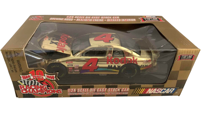Photo 1 of NASCAR 10TH ANNIVERSARY RACING CHAMPIONS BOBBY HAMILTON NUMBER 4 1/24 SCALE DIECAST STOCK CAR 1/1999