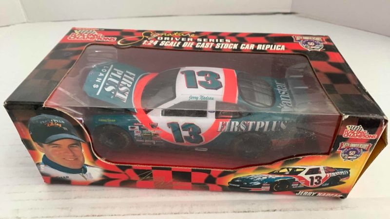 Photo 1 of NASCAR 50TH ANNIVERSARY RACING CHAMPIONS SIGNATURE DRIVER SERIES JERRY NADEAU NUMBER 13 1/24TH SCALE DIECAST STOCK CAR REPLICA