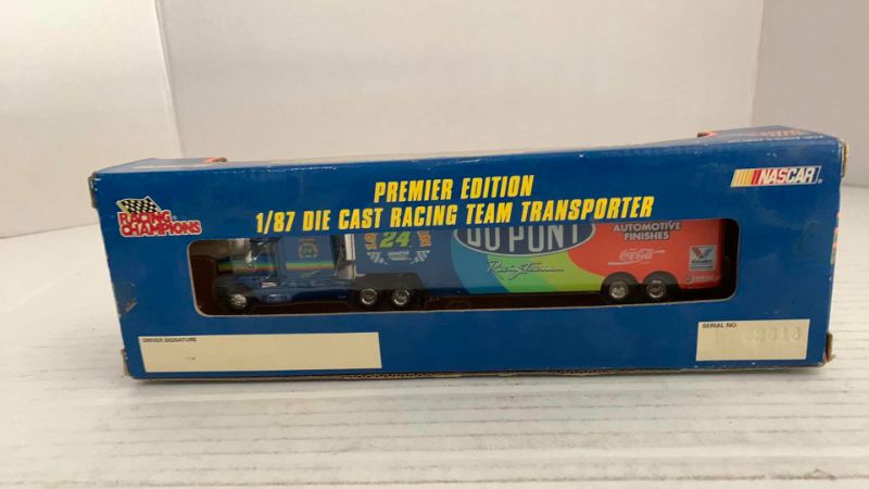 Photo 1 of NASCAR RACING CHAMPIONS PREMIER EDITION 1995 CHAMPION NUMBER 24 JEFF GORDON 187 DIECAST RACING TEAM TRANSPORTER