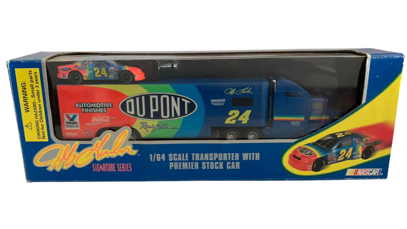 Photo 1 of NASCAR RACING CHAMPIONS 164 SCALE TRANSPORTER WITH PREMIER STOCK CAR JEFF GORDON SIGNATURE SERIES 24