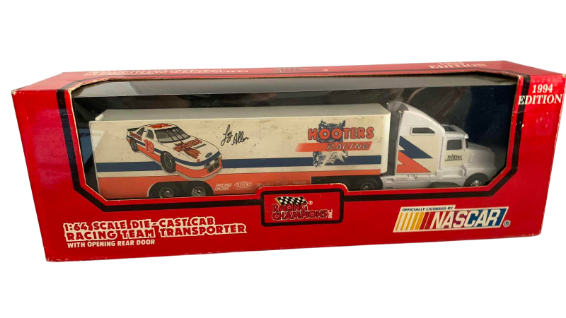 Photo 1 of NASCAR RACING CHAMPIONS 1994 1/64 SCALE RACING TEAM TRANSPORTER LOYAL NUMBER 19 HOOTERS