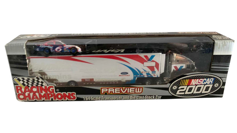 Photo 1 of NASCAR 2000 RACING CHAMPIONS PREVIEW 1/64 SCALE TRANSPORTER AND DIECAST STOCK CAR MARK MARTIN NUMBER 6 1/999