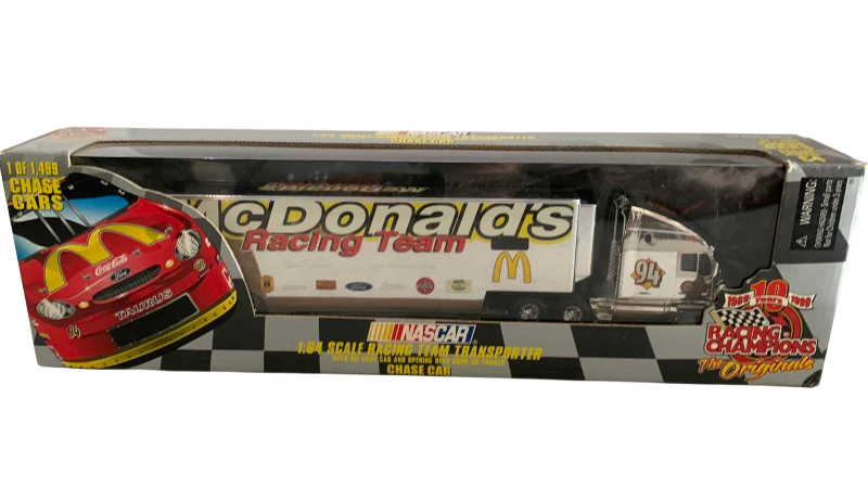 Photo 1 of NASCAR RACING CHAMPIONS 10TH ANNIVERSARY 1/64 SCALE, MCDONALDS RACING TEAM TRANSPORTER AND CHASE CAR ONE OF 1/1499 ISSUE NUMBER C4