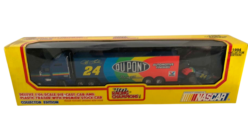 Photo 1 of NASCAR RACING CHAMPIONS 1994 1/64 SCALE RACING TEAM TRANSPORTER AND CAR JEFF GORDON NUMBER 24