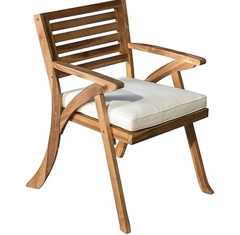 Photo 1 of 2-CHRISTOPHER KNIGHT HOME HERMOSA OUTDOOR ACACIA WOOD ARM CHAIRS TEAK FINISH CREAM CUSHIONS MODEL 54555.00TEA 27" X 24" H 34"