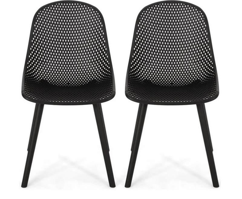 Photo 1 of 2-GDF STUDIOS PLASTIC PATIO DINING CHAIRS BLACK COLOR MODEL 69067.00