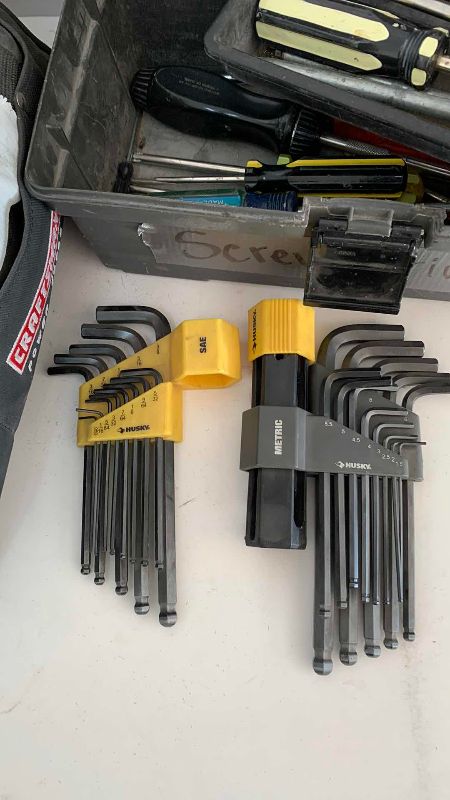 Photo 1 of SCREWDRIVERS, ALLEN WRENCHES, AND A TOOL BAG
