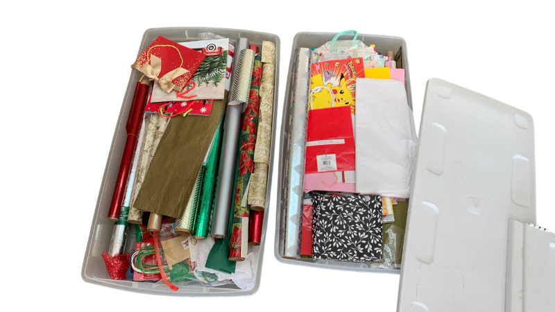 Photo 1 of 2-TOTES OF CHRISTMAS WRAP