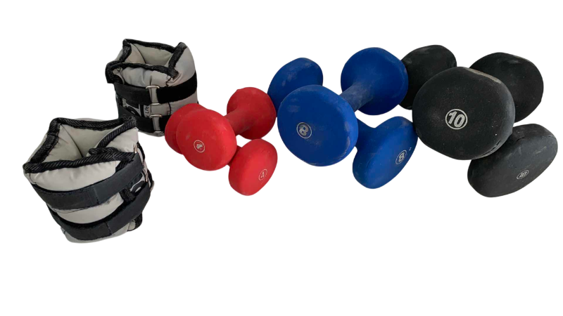 Photo 1 of LEG WEIGHTS AND 3-DUMBBELL SETS 4,8,10 POUNDS
