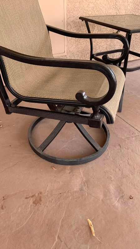 Photo 1 of 2-PATIO ROCKER SWIVEL CHAIRS AND A TABLE