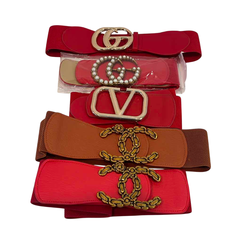 Photo 1 of 5- WOMEN'S DESIGNER INSPIRED LOGO THICK BELTS