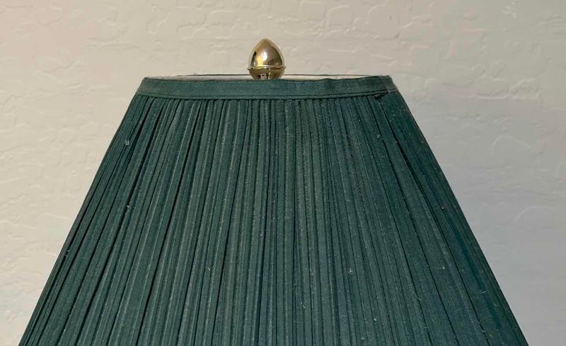 Photo 1 of PORCELAIN FLORAL DESIGN TABLE LAMP W PLEATED SHADE H27” 
