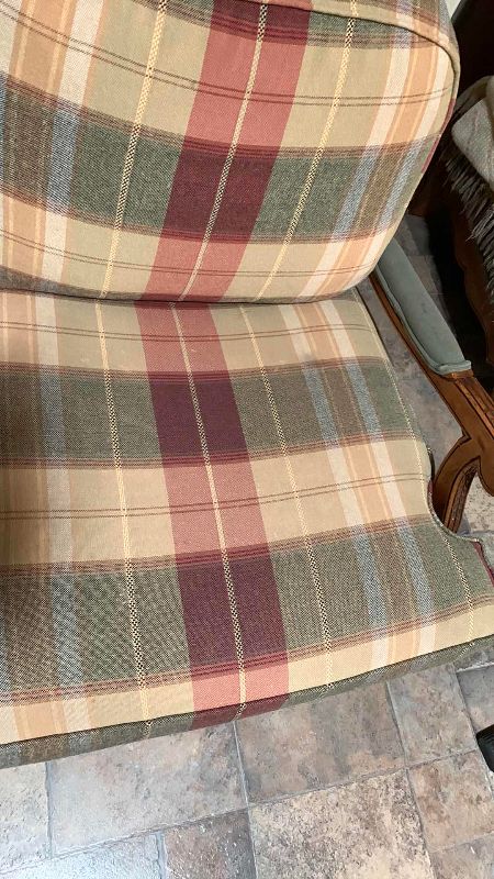 Photo 1 of FRENCH COUNTRY PLAID ACCENT COUNTRY CLUB CHAIR 31” X 34” H 30”