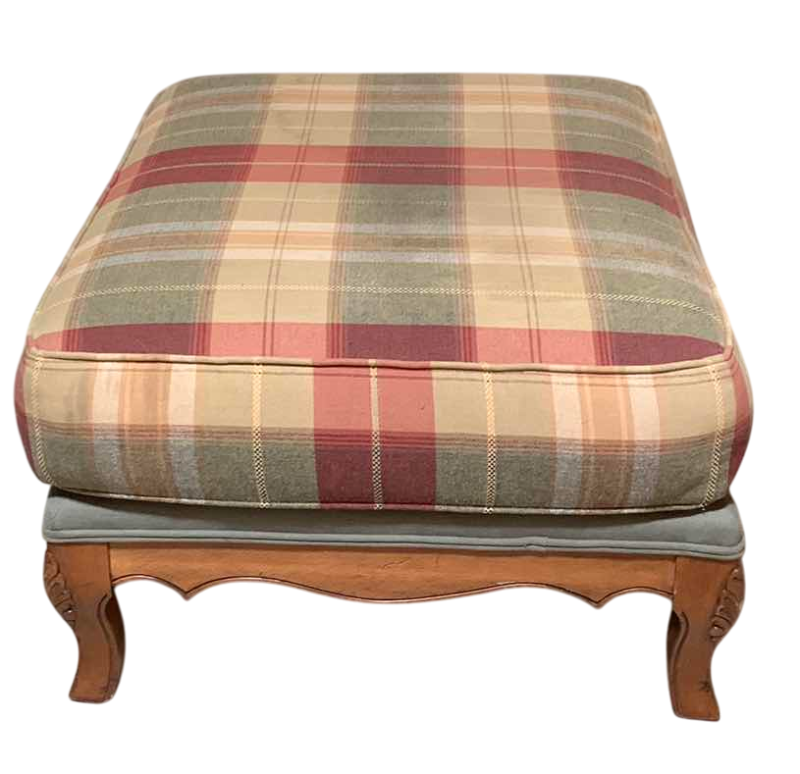 Photo 1 of FRENCH COUNTRY PLAID ACCENT COUNTRY CLUB OTTOMAN 28” X 33” H 17”