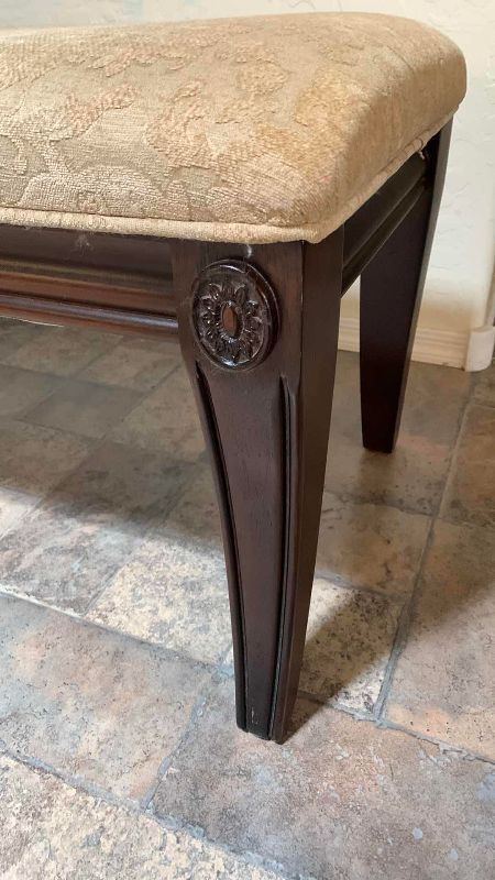 Photo 1 of CRÈME ORNATE BASE DOUBLE SEATER BENCH 41” X 19” X 19”