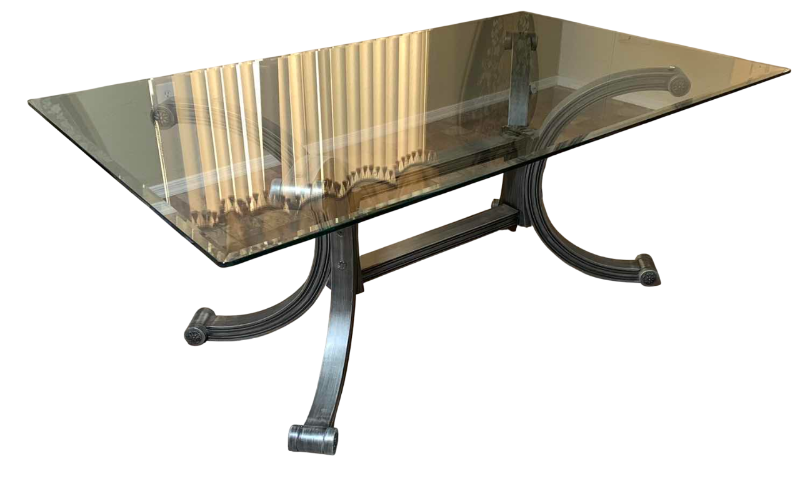 Photo 1 of BEVELED GLASS TOP DINING TABLE 72” X 42” H 28”