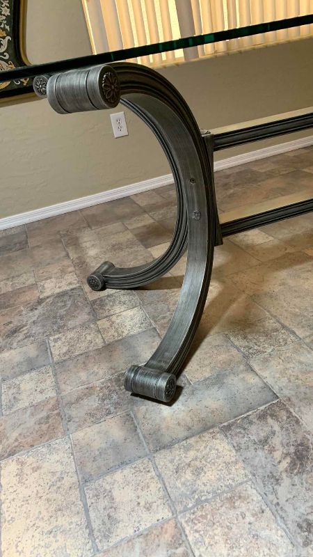 Photo 1 of BEVELED GLASS TOP DINING TABLE 72” X 42” H 28”