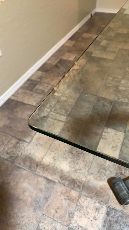 Photo 1 of BEVELED GLASS TOP DINING TABLE 72” X 42” H 28”