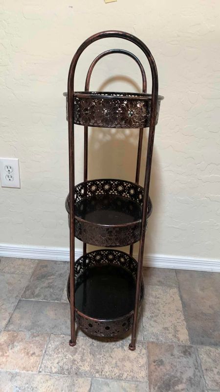 Photo 1 of METAL DECORATIVE STORAGE STAND15” X 10” H 34”