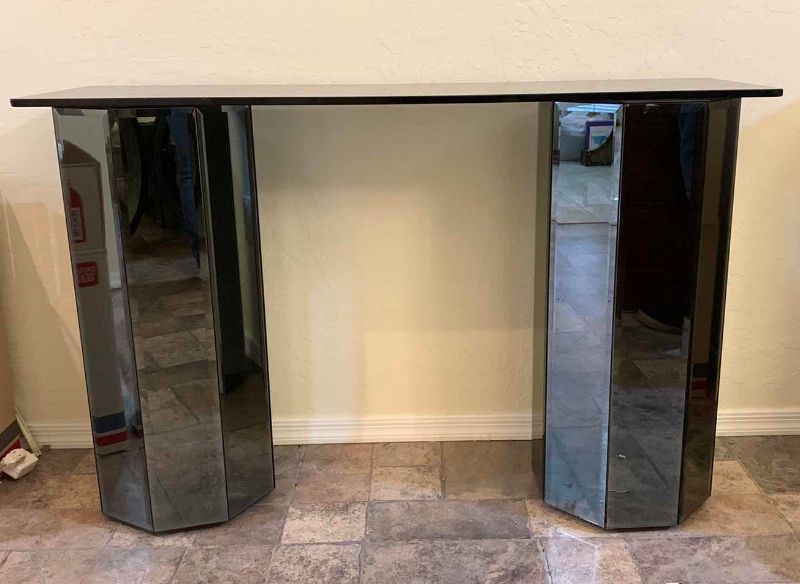 Photo 1 of DOUBLE PEDESTAL GLASS SOFA TABEL 47” X 14” H X 30”
