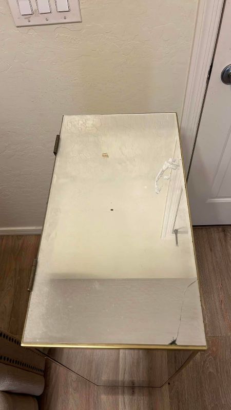 Photo 1 of MODERN BRASS MIRRORED ARMOIRE JEWELRY VANITY 1970S 10.5” X 40” H X 25”