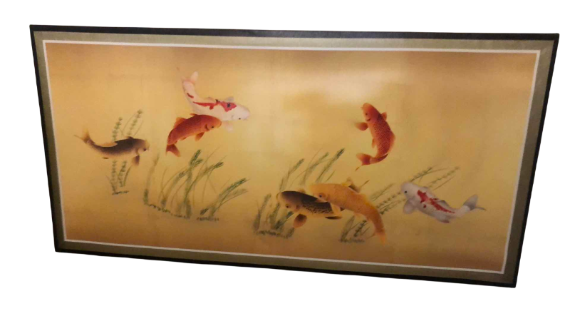 Photo 1 of CHINESE INSPIRED KOI PAINTING ON CANVAS 35” X 18”