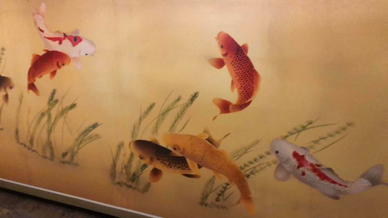 Photo 1 of CHINESE INSPIRED KOI PAINTING ON CANVAS 35” X 18”