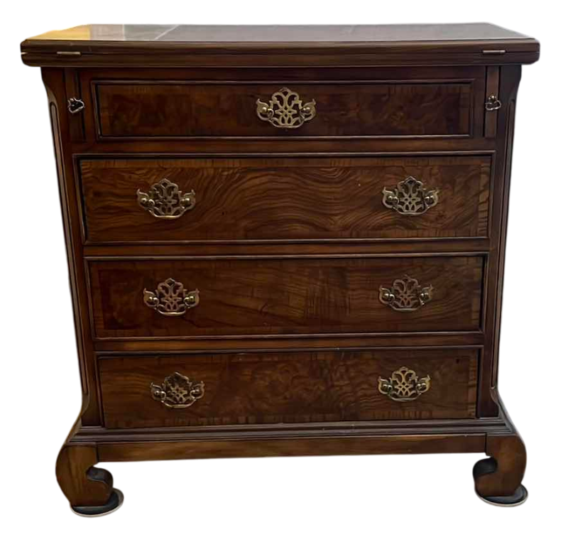 Photo 1 of CHIPPENDALE STYLE MAHOGANY FINISH 4 DRAWER SIDE DRESSER 39" X 19" H 34"