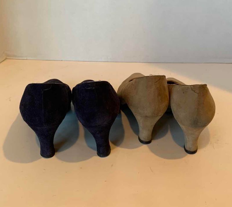 Photo 1 of TAUPE AND NAVY SACHA TOO SUEDE PUMPS SIZE 7.5