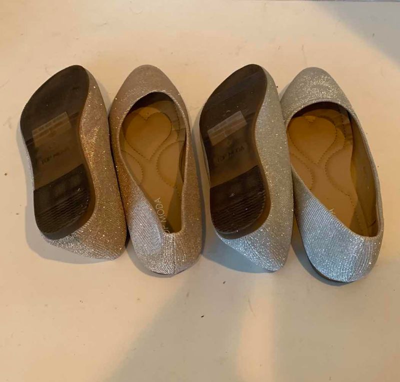 Photo 1 of GOLD AND SILVER SPARKLE FLATS SIZE 8