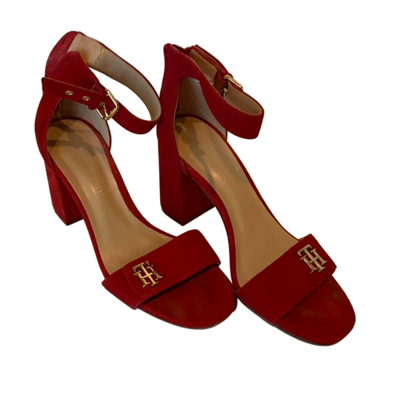 Photo 1 of RED SUEDE TOMMY HILFIGER HEELS SIZE 7.5