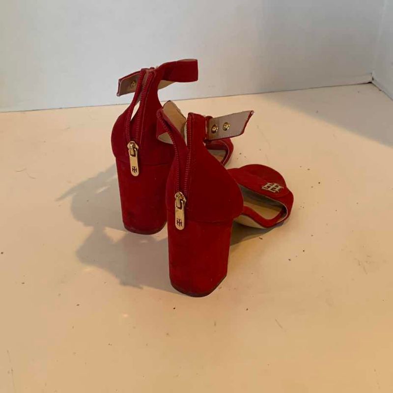 Photo 1 of RED SUEDE TOMMY HILFIGER HEELS SIZE 7.5