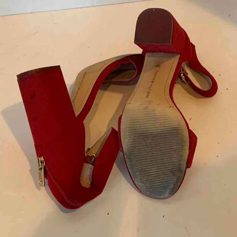 Photo 1 of RED SUEDE TOMMY HILFIGER HEELS SIZE 7.5