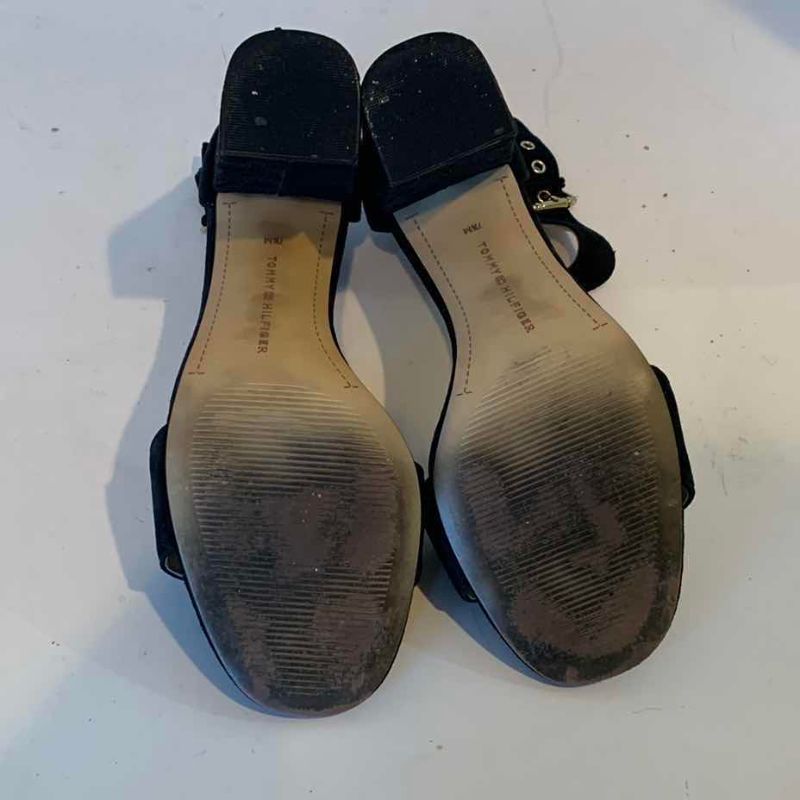 Photo 1 of BLACK SUEDE TOMMY HILFIGER HEELS SIZE 7.5