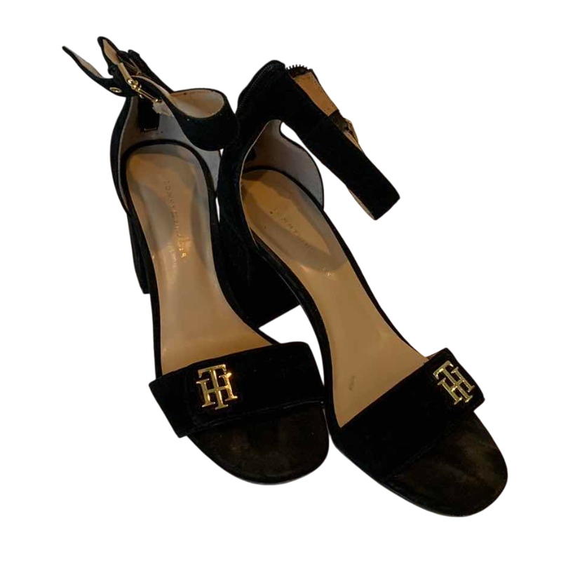 Photo 1 of BLACK SUEDE TOMMY HILFIGER HEELS SIZE 7.5