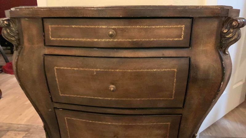 Photo 1 of VENETIAN CHIPPENDALE STYLE THREE DRAWER CLAWFOOT NIGHTSTAND 32" X 18" H 35"