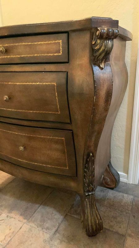 Photo 1 of VENETIAN CHIPPENDALE STYLE THREE DRAWER CLAWFOOT NIGHTSTAND 32" X 18" H 35"
