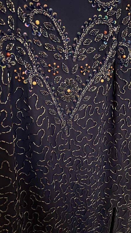 Photo 1 of ROYAL BLUE SEQUINED AND BEADSED SLIT DRESS SIZE MEDIUM