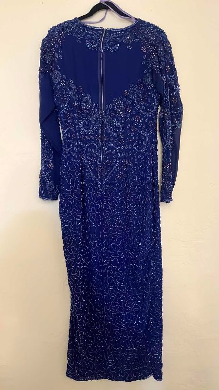 Photo 1 of ROYAL BLUE SEQUINED AND BEADSED SLIT DRESS SIZE MEDIUM